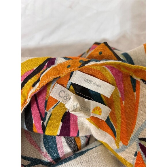 C&C California Sleeveless Tank Top Shirt Size M 100% Linen Tropical Lemon Beach - Picture 6 of 8